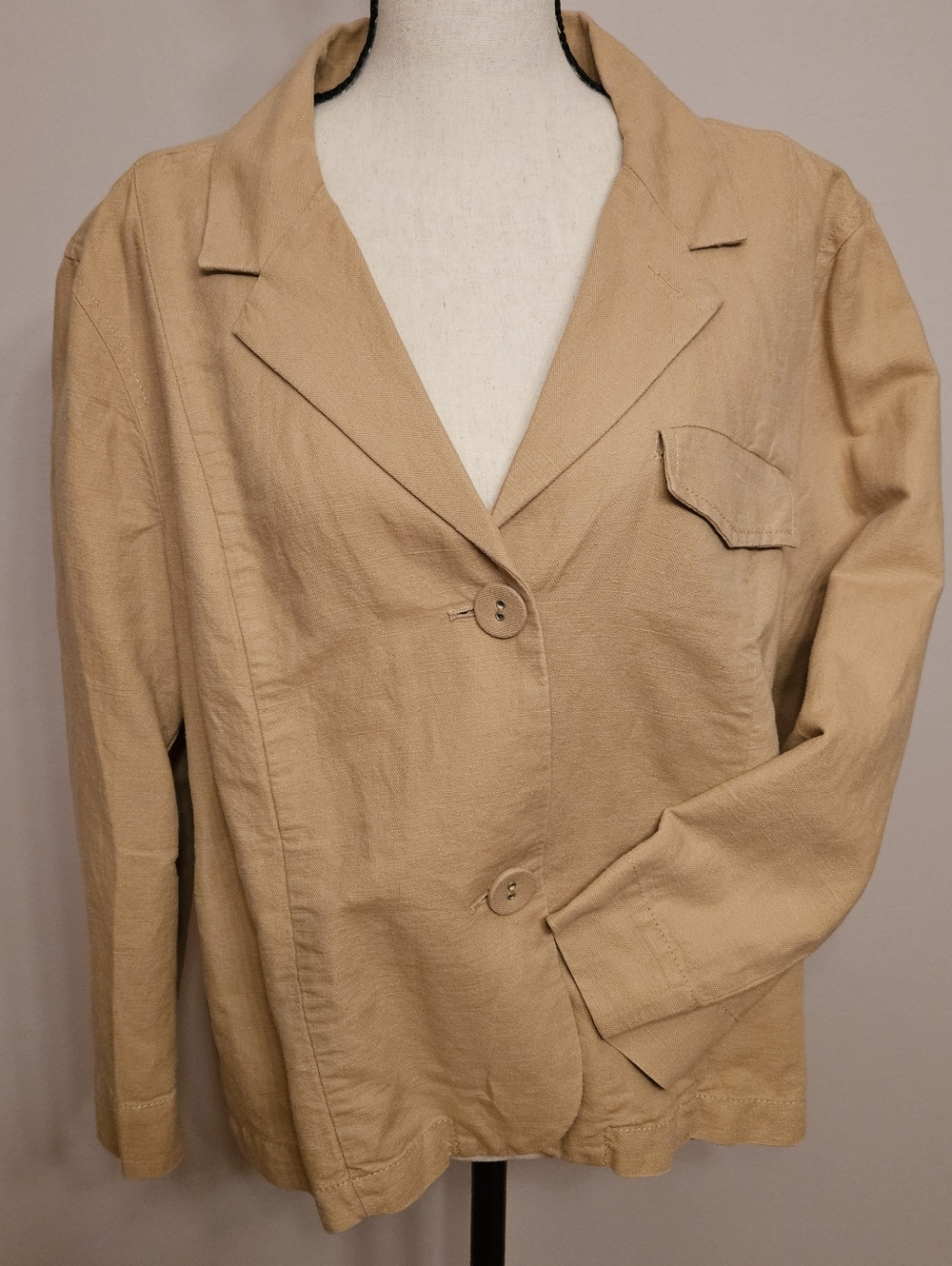 ​Gap Vintage Y2K Linen Blend Blazer Jacket Tan Plus Size 20